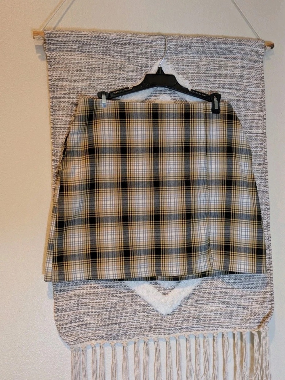 Urban Outfitters Yellow and Black Plaid Mini Skirt